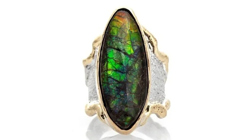 Ammolite Abyss Sterling Silver, 14k Gold, Ammolite