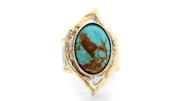Eye of the Storm Sterling Silver, 14k Gold, Turquoise