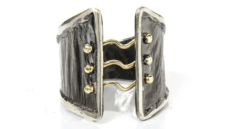 Twisted Sister Corset Ring Sterling Silver, 14k Gold, Black Rhodium