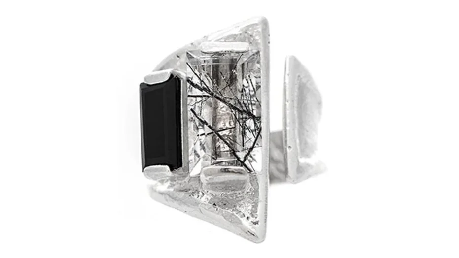 It's Not all Black & White Sterling Silver, Tourmalinated Quartz, ONyx