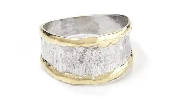 Tapered Band Sterling Silver, 14k Gold