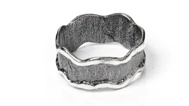 "Wavy Dude" Sterling Silver, Black Rhodium