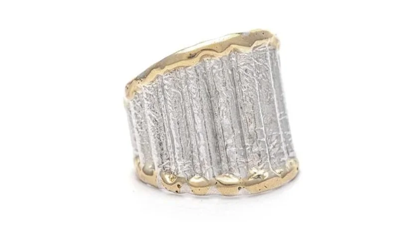 Corrugated Taper Sterling Silver, 14k Gold