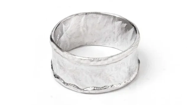 Straight Band Reticulated Sterling Silver