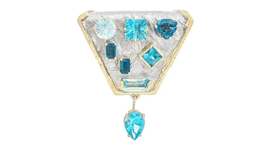 Feeling Blue Slide Drop Sterling Siver, 14k Gold, Blue Topaz