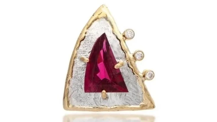Sailin' Sterling Silver, 14k Gold, Rubellite Tourmaline, Diamonds