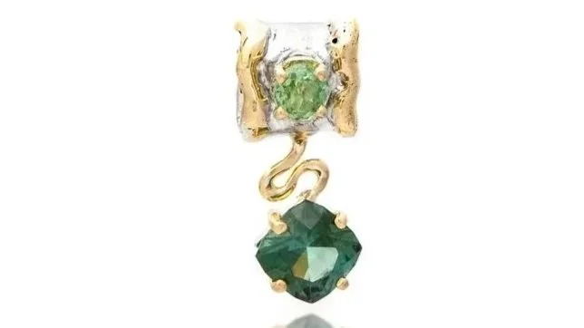 "Connections" Sterling Silver, 14k Gold, Green Tourmaline, Peridot