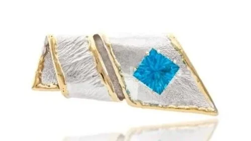 Shooting Star Sterling Silver, 14k Gold, Swiss Blue Topaz