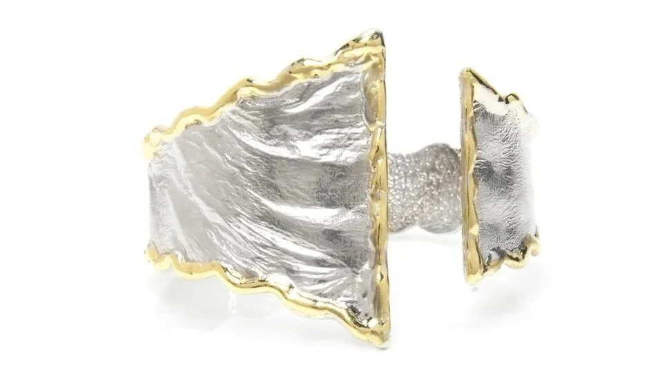 Wavy Wraparound Cuff Sterling Silver, 14K Gold