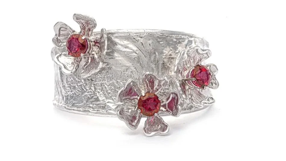 Fun Flowers Sterling Silver, Peony Topaz