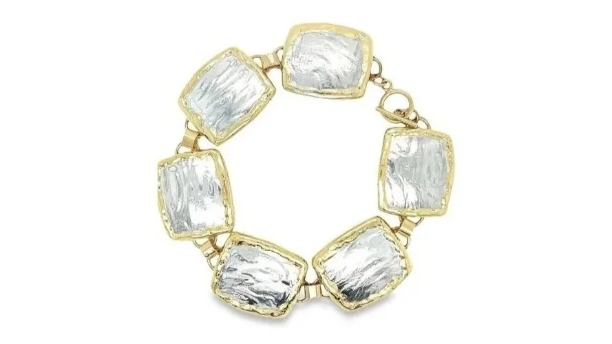 Linked Pillows Sterling Silver, 14K Gold
