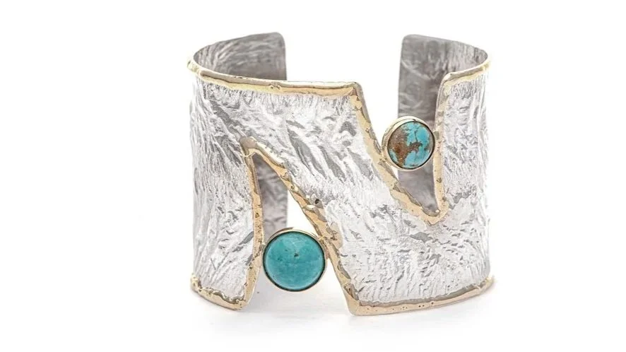 Shark Attack Sterling Silver, 14K Gold &Turquoise