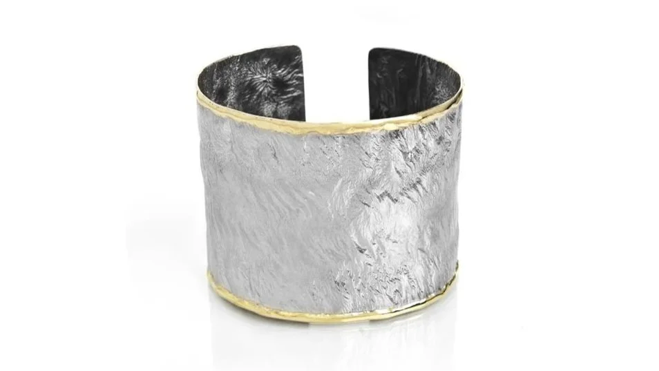Extra-Wide 3" Cuff Sterling Silver, 14K Gold