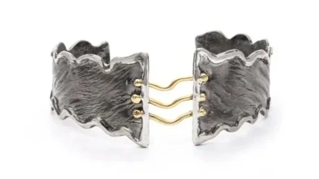 Corset Cuff Sterling Silver, 14K Gold