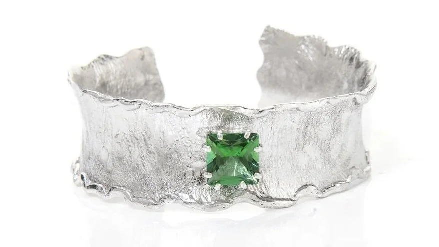 Ruffle Cuff Sterling Silver, Rainforest Topaz (no longer available)