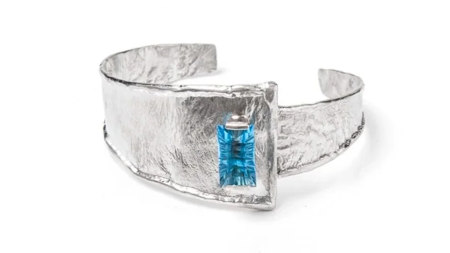 "Part Two" Cuff Sterling Silver, Blue Topaz