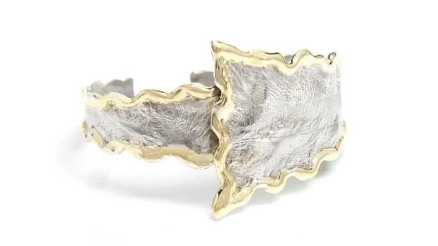 "Part 2" Wavy Cuff Sterling Silver, 14k Gold