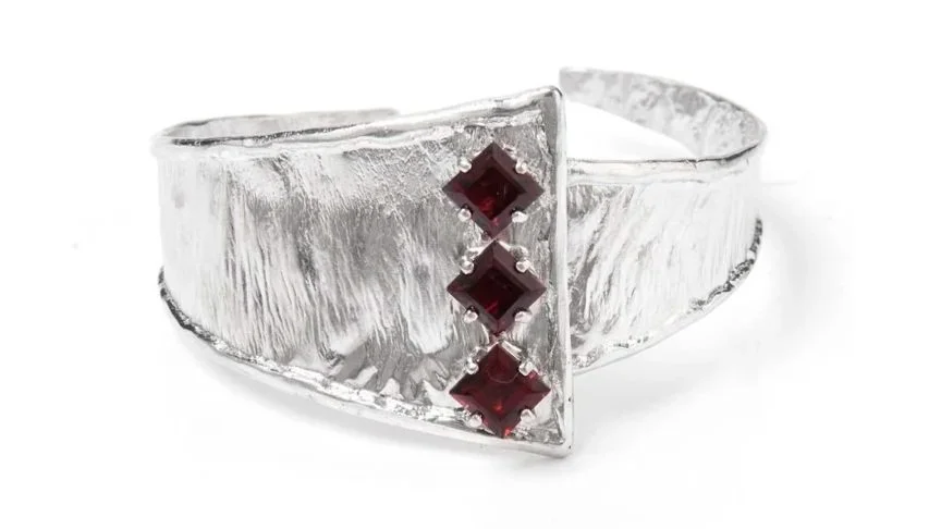 "Part Two" Cuff Sterling Silver, Garnets