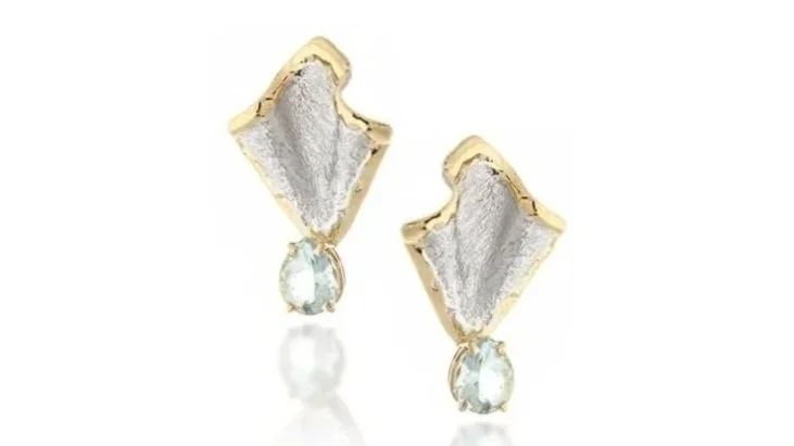 Flutter Earrings Sterling Silver, 14k Gold, Aquamarine