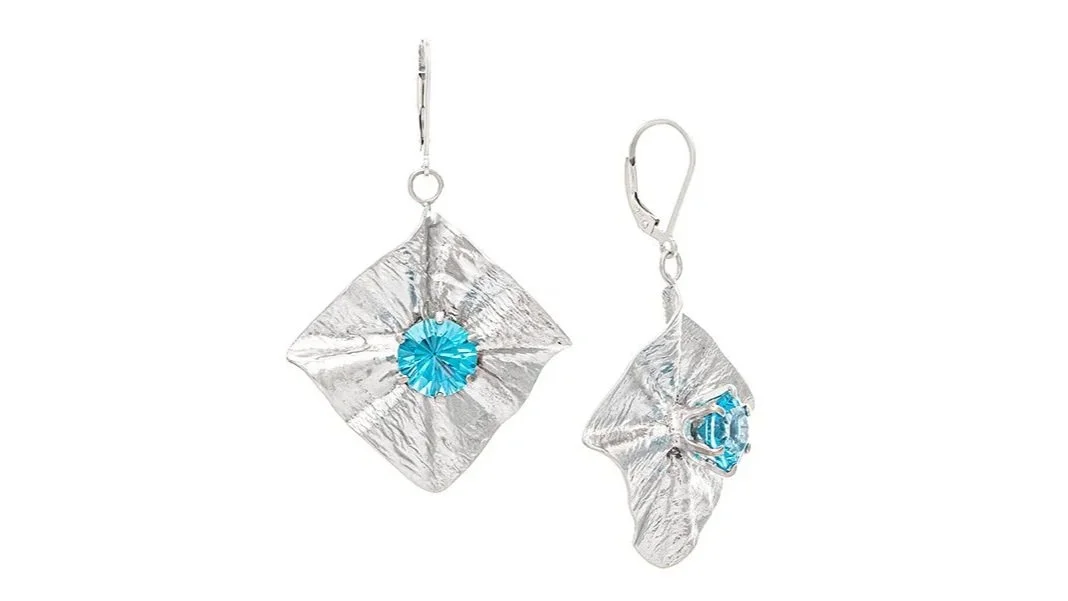 Diamond Ruffles Sterling Silver, Swiss Blue Topaz