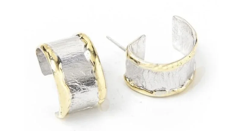 Classic Hoops Sterling Silver, 14k Gold