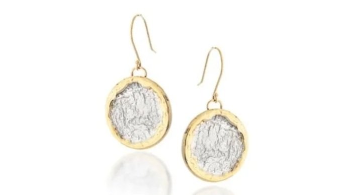 Circle Drops Sterling Silver, 14k Gold