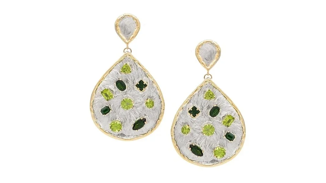 "Green With Envy" Sterling Silver, 14k Gold, Peridot & Chrome Diopside