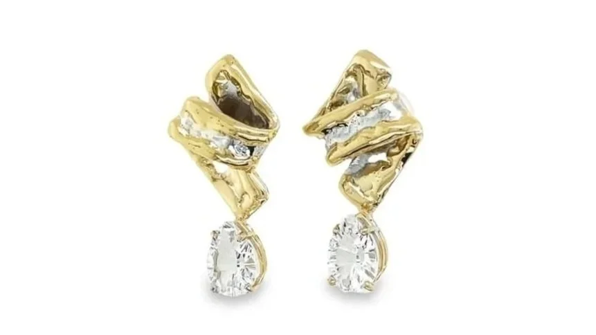 Twisted Sisters Sterling Silver, 14k Gold, White Topaz