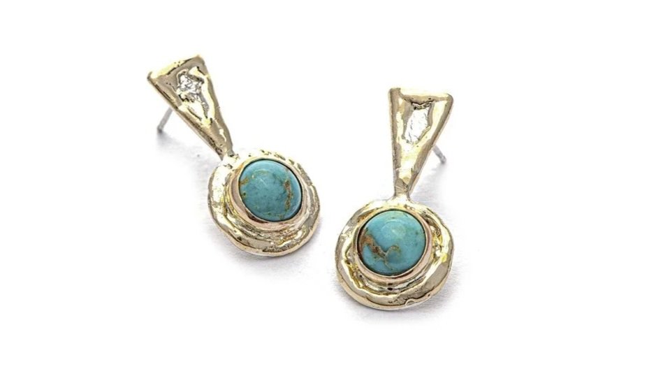 T-Drop Earrings Sterling Silver, 14k Gold, Turquoise