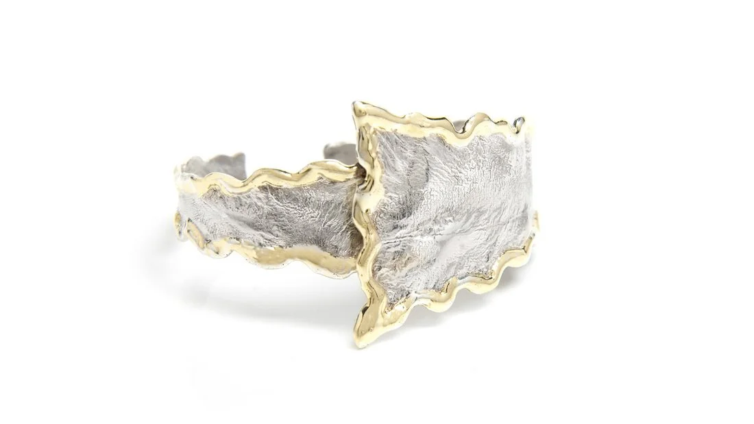 "Part 2" Wavy Cuff Sterling Silver, 14k Gold