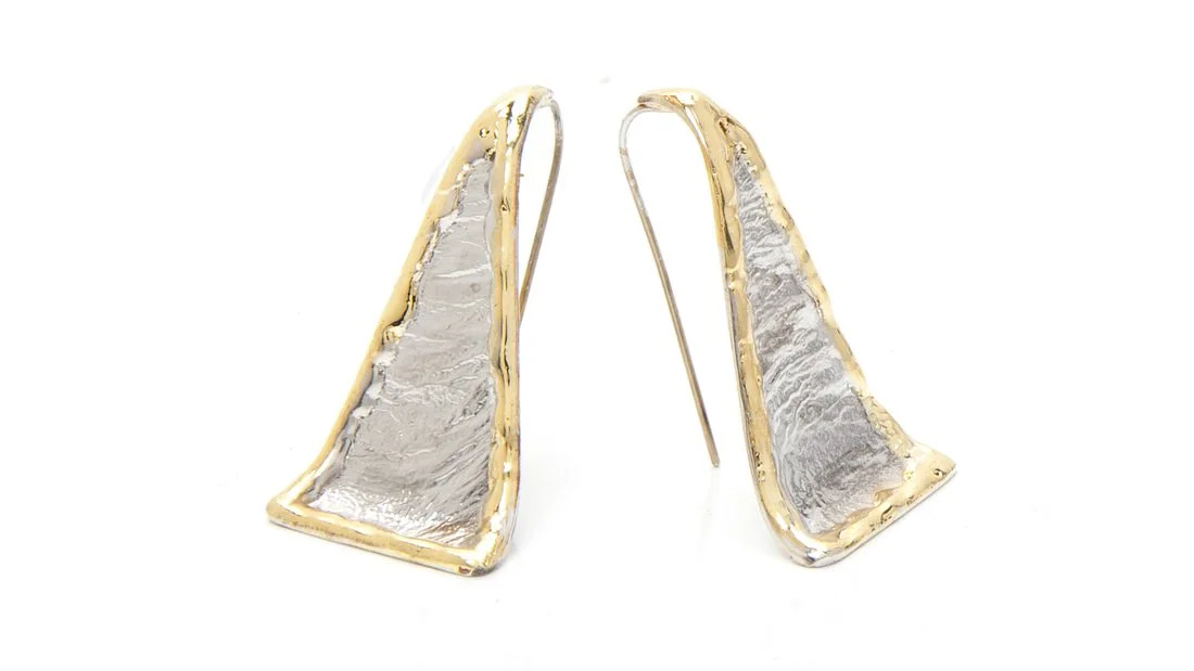 "Flipped" Sterling Silver, 14k Gold