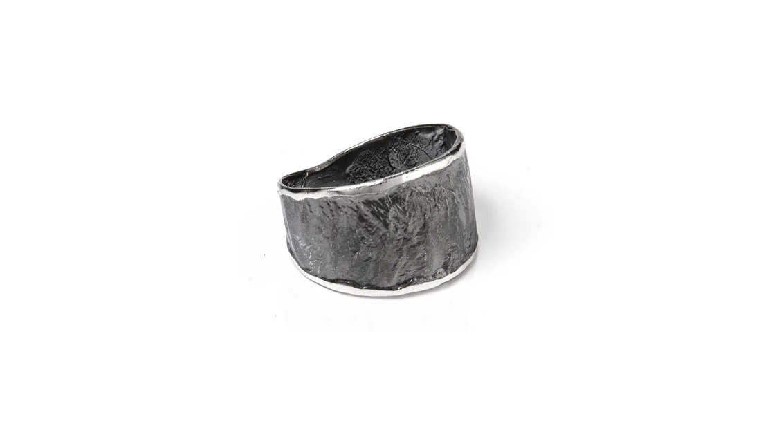 Tapered Band Sterling Silver, Black Rhodium