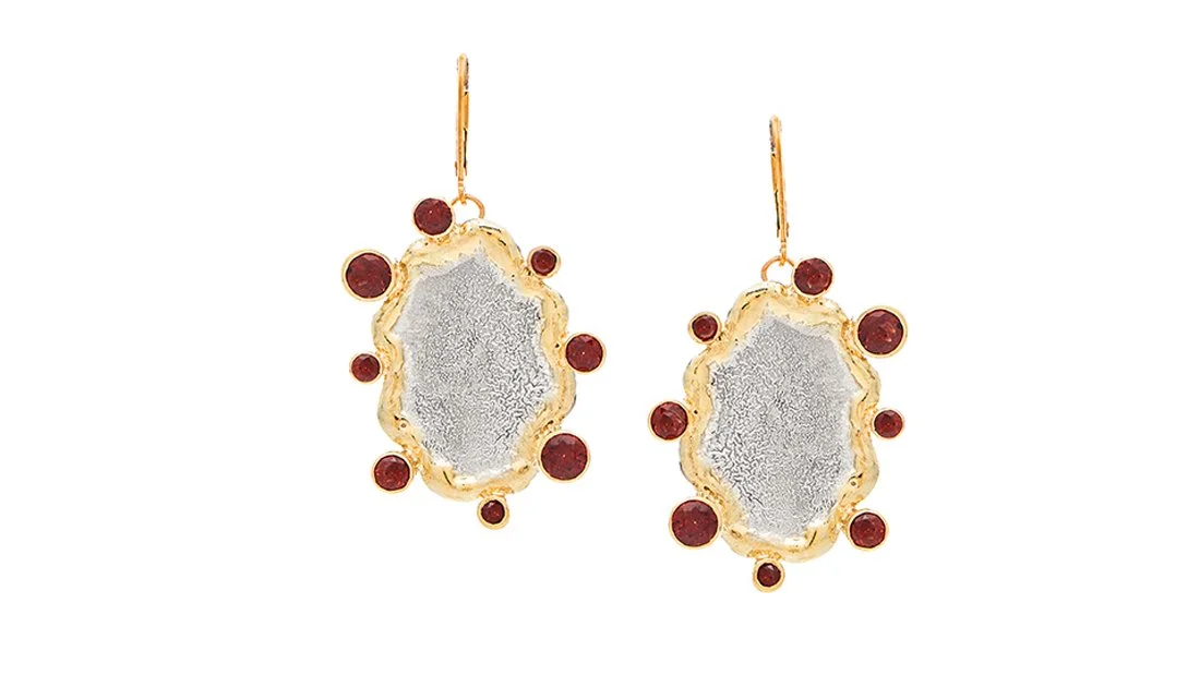 Splash Earrings Sterling Silver, 14k Gold, Garnets