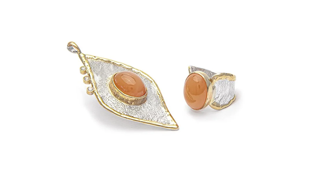 Peach Moonstone Pendant & Ring