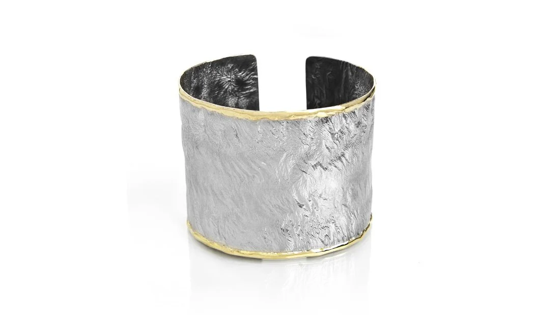 Extra-Wide 3" Cuff Sterling Silver, 14K Gold