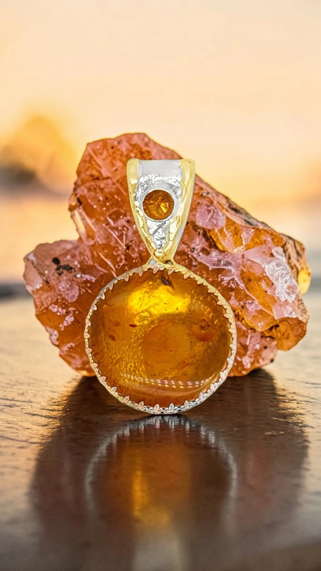 Amber Sunset Sterling Silver, 14k Gold, Amber, Citrine