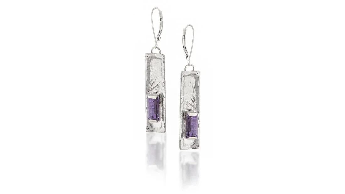 Rectangle Curves Sterling Silver, Amethyst