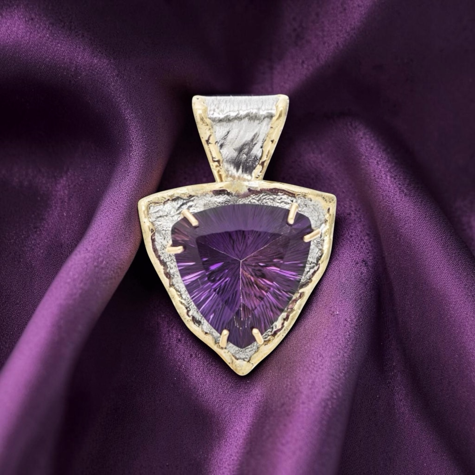 Wisdom Sterling Siver, 14k Gold, 46ct Amethyst