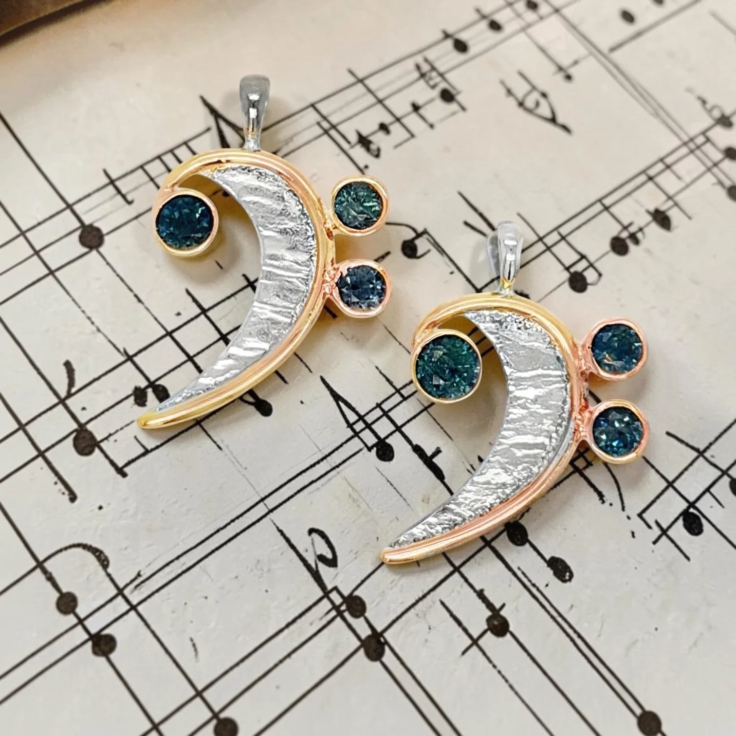 All About the Bass Sterling Silver, Rose Gold, Customer's Sapphires