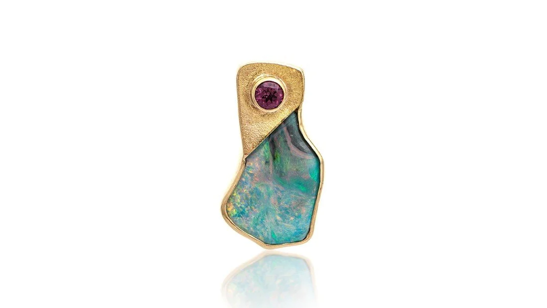 Hidden SecretS Sterling Silver, 14k Gold, Australian Opal, Rhodolite Garnet