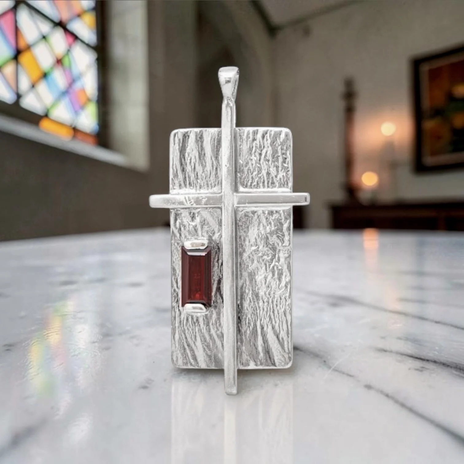 "Reverent" Sterling Silver, Garnet