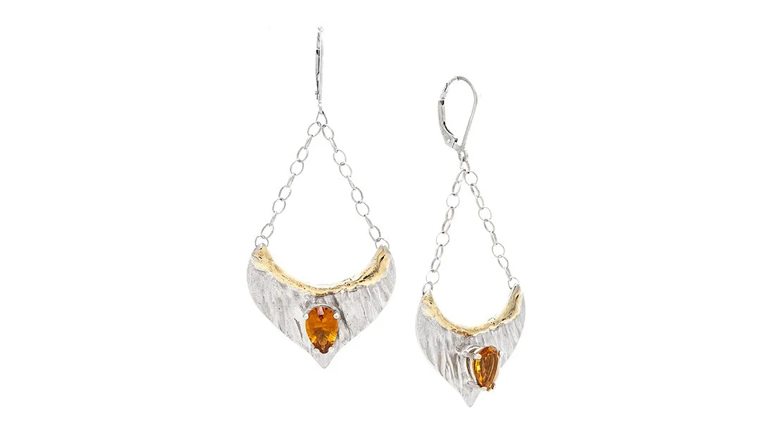 Sahara Swing Earrings Sterling Silver, 14k Gold, Citrine