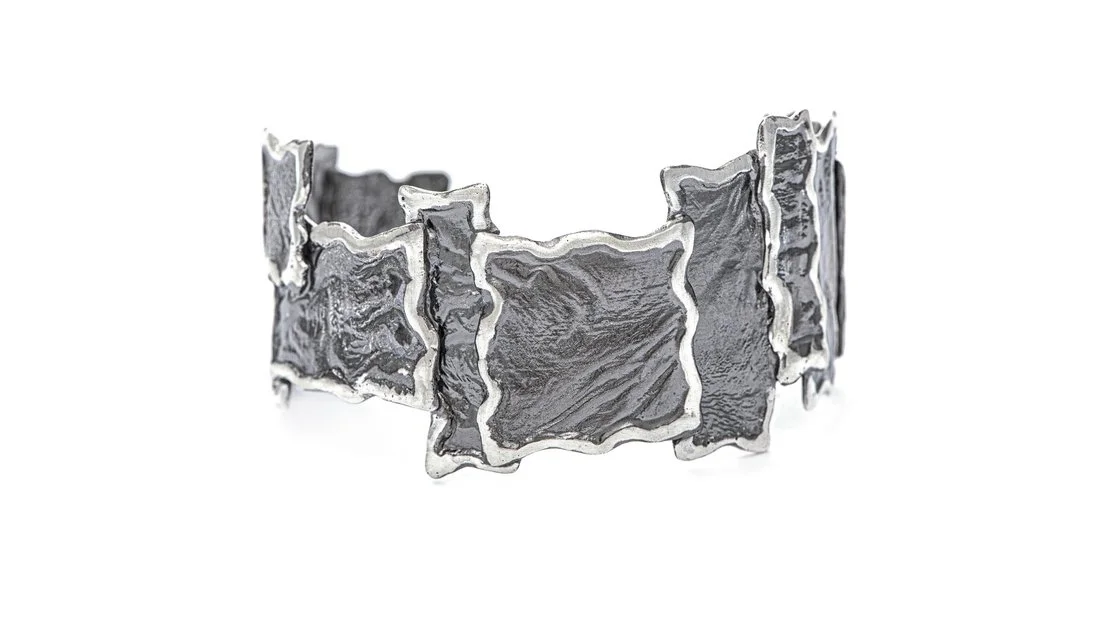 Patchwork Cuff Sterling Silver, Black Rhodium Finish