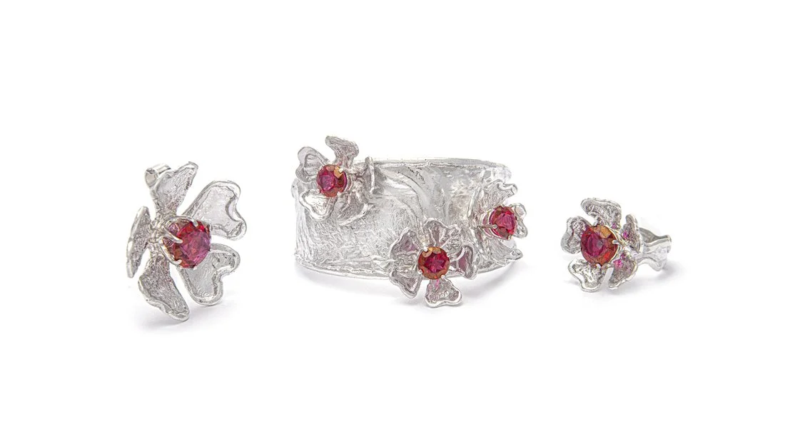 Fun Flowers Pendant, Cuff & Ring