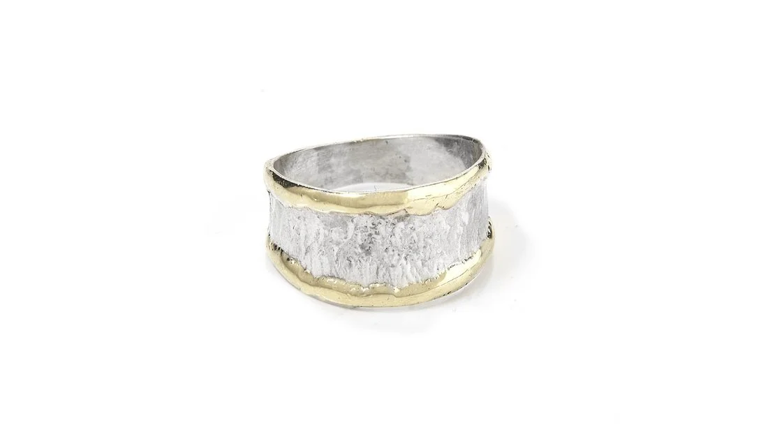 Tapered Band Sterling Silver, 14k Gold