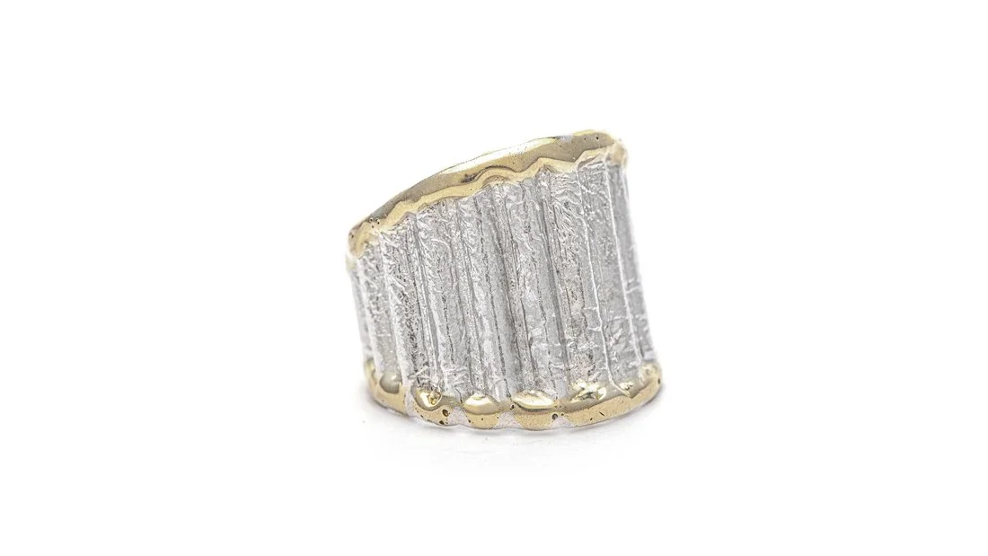 Corrugated Taper Sterling Silver, 14k Gold