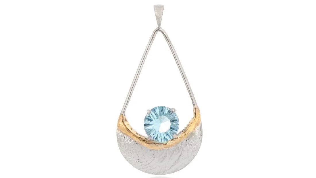 Swing Pendant Sterling Silver, 14k Gold, Sky Blue Topaz