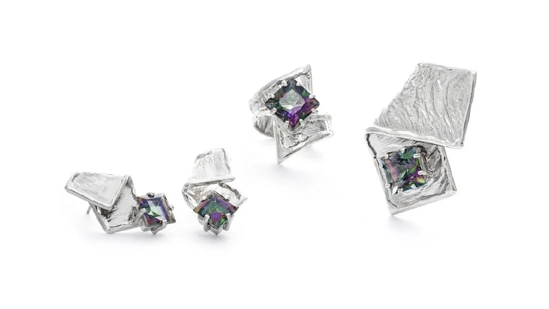 Princess Folds in Mystic Topaz Earrings, Ring & Pendant