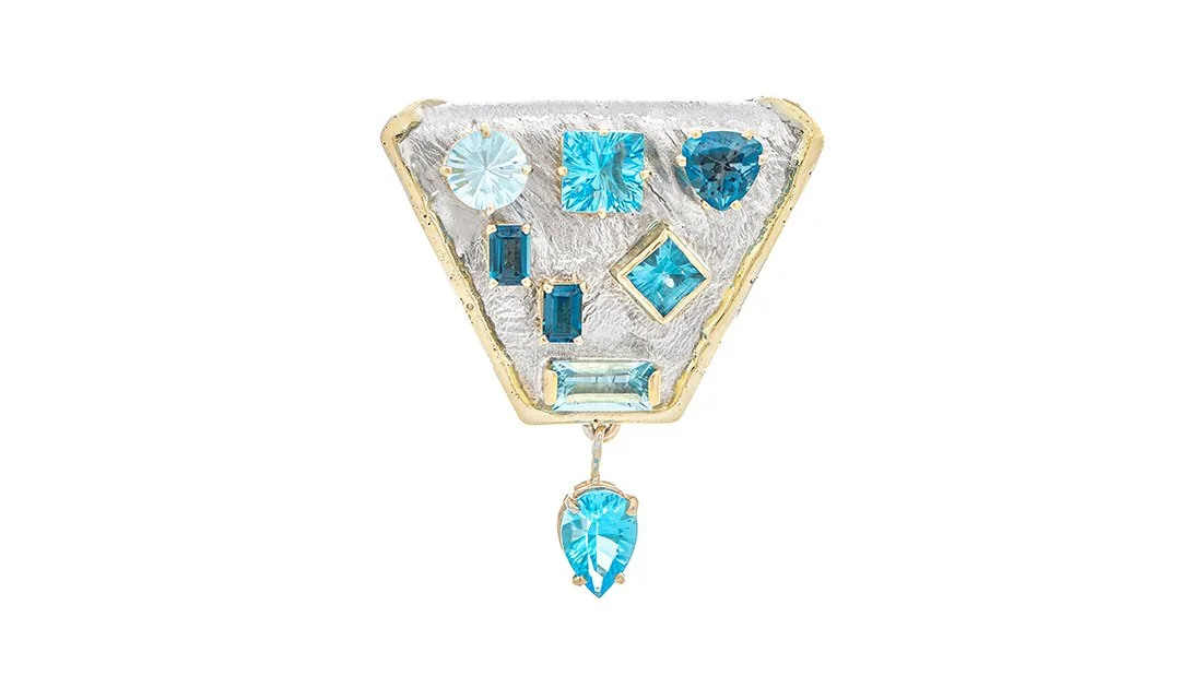 Feeling Blue Slide Drop Sterling Siver, 14k Gold, Blue Topaz