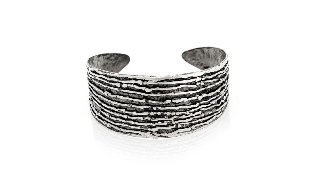 "Ridges" Sterling Silver, Black Rhodium Finish